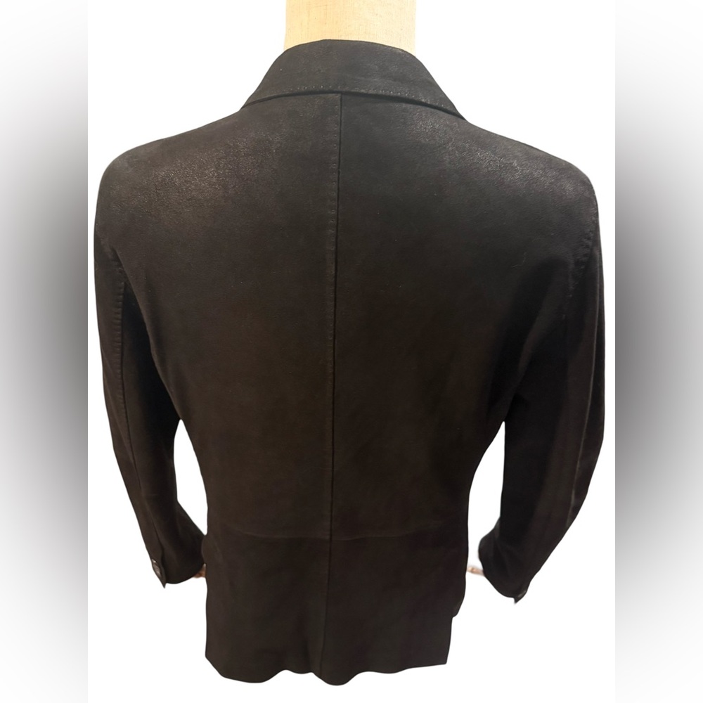 John Varvatos EUC Men's Size Eu 48 US 38 Black Double-Breasted Sheepskin Blazer - Picture 2 of 16